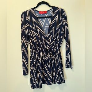 Long sleeve romper - navy blue and tan